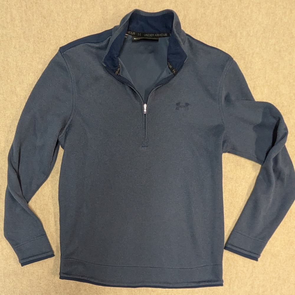 Under Armour Dark Blue Quarter-Zip Pullover Sweateshirt Size Mens Medium